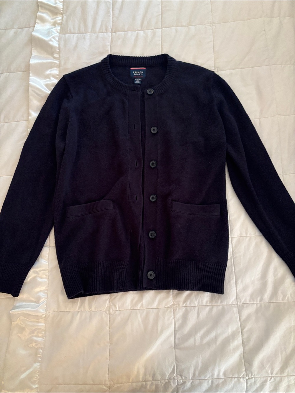 French Toast Blue Button-Front Cardigan Sweater